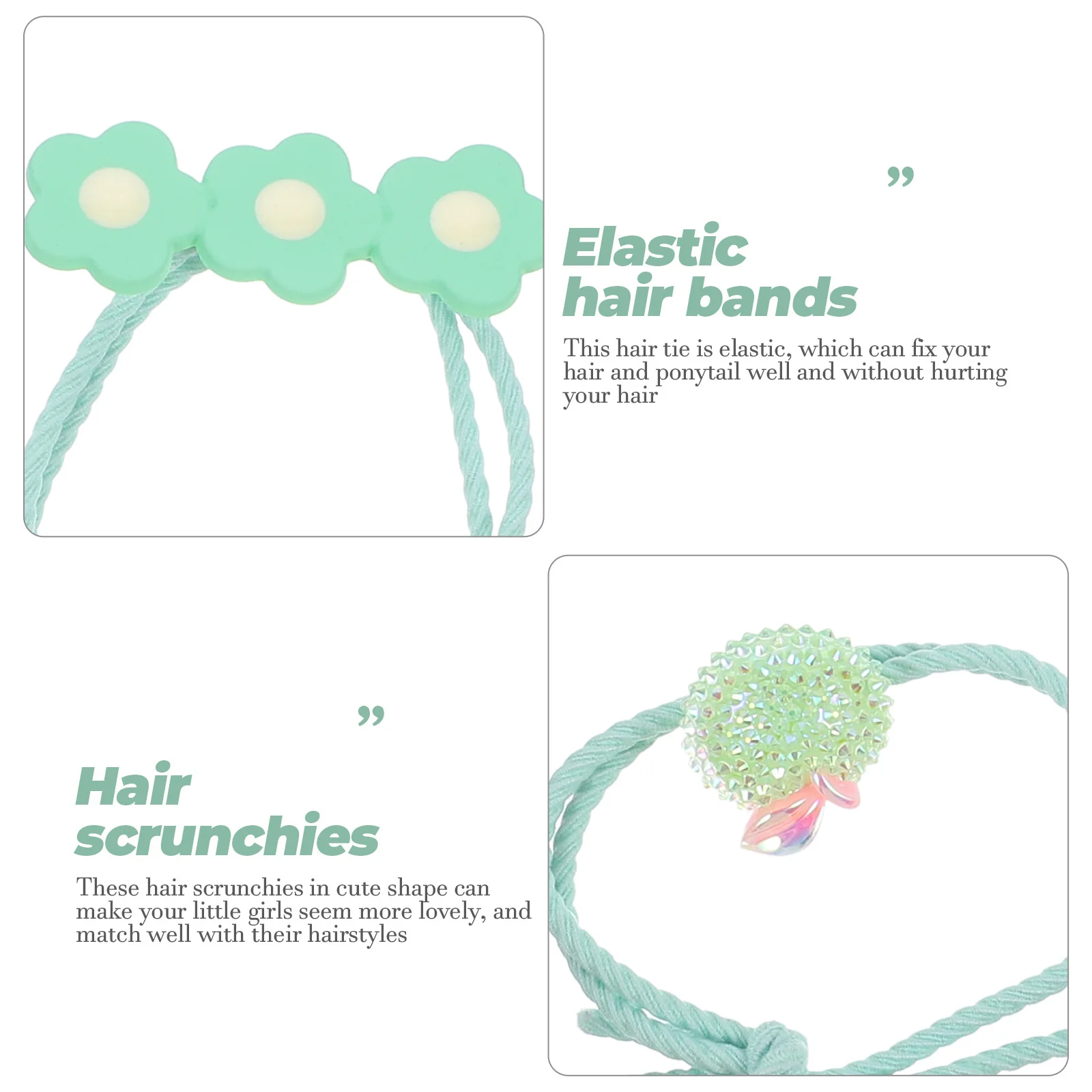 

5pcs Bow Flower Ties Elastic Cute Ponytail Holders Girly Children Women Green Toddler Accessories Hair Bows Scrunchies