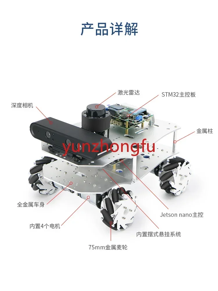 ROS2 robot ROS Ackerman unmanned Jetson nano car McNum wheel construction navigation