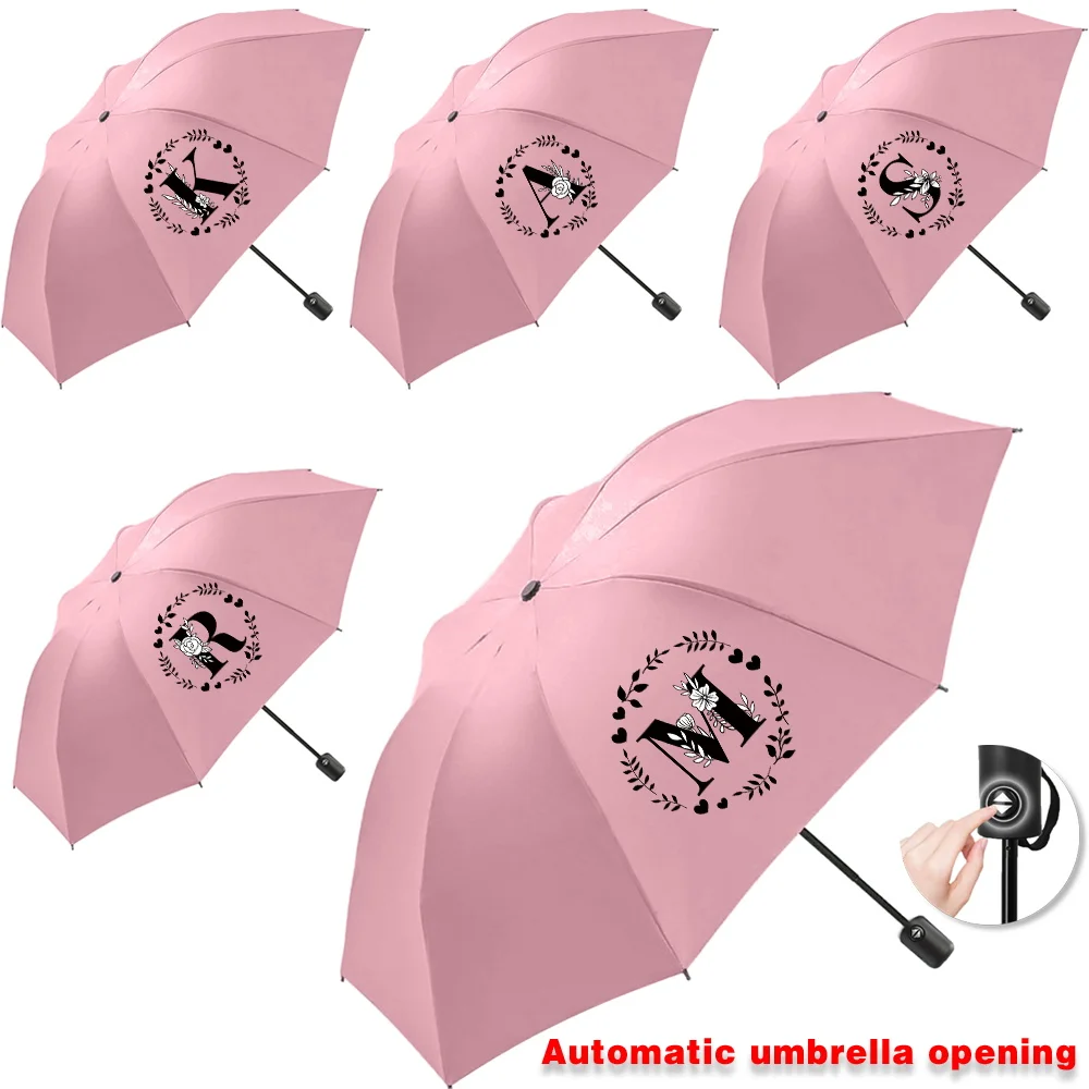 UV Automatic Umbrella Sunshade Sunscreen Rain Umbrellas Cute Print Outdoor Picnics Hiking Tours Travel Essentials Garland Letter