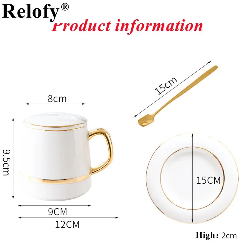 400ml Gift Package Ceramic Mug  with Lid Spoon and Saucer Lovers Coffee Mug Creative Coffee CupsCeramic Coffee Cup Set Drinkware