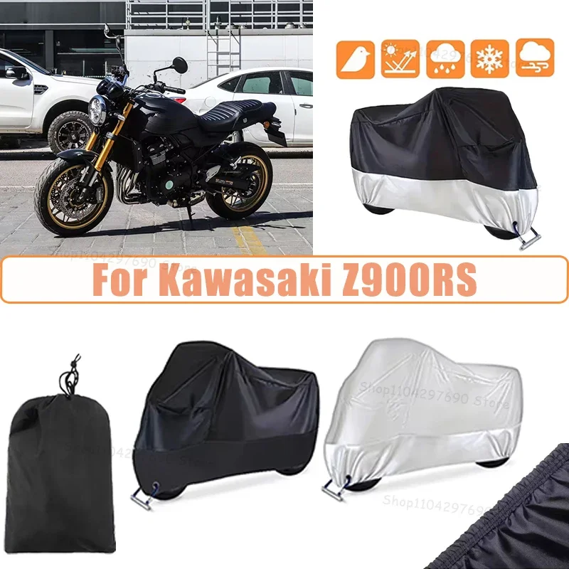 210D Oxford Motorcycle Cover Waterproof All Season UV Protection For Kawasaki Z900RS Anti-Tear Windproof Motorbike Cover