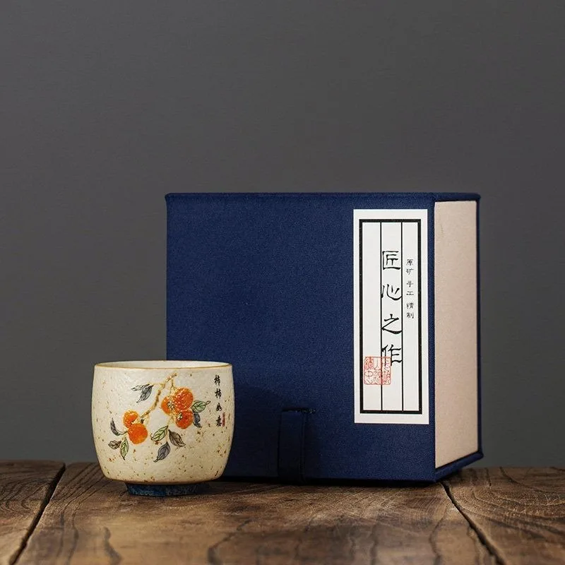 Blue Glaze Fire Red Ceramic Tea Cup 