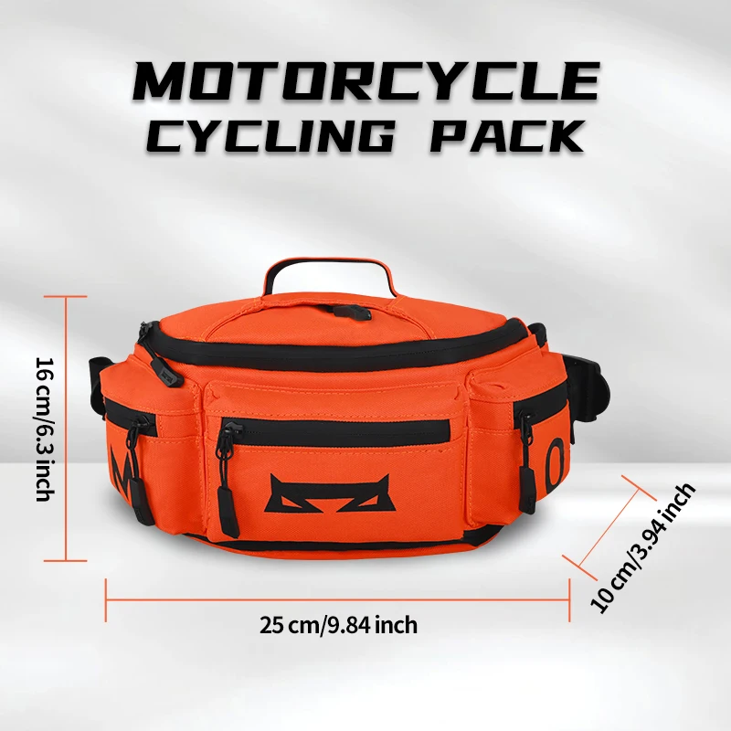 Orange Waterproof Motorcycle Waist Bag - Hip Bum Fanny Pack for Men Women Tactical Outdoor Sport Riding Trave Fit Phone
