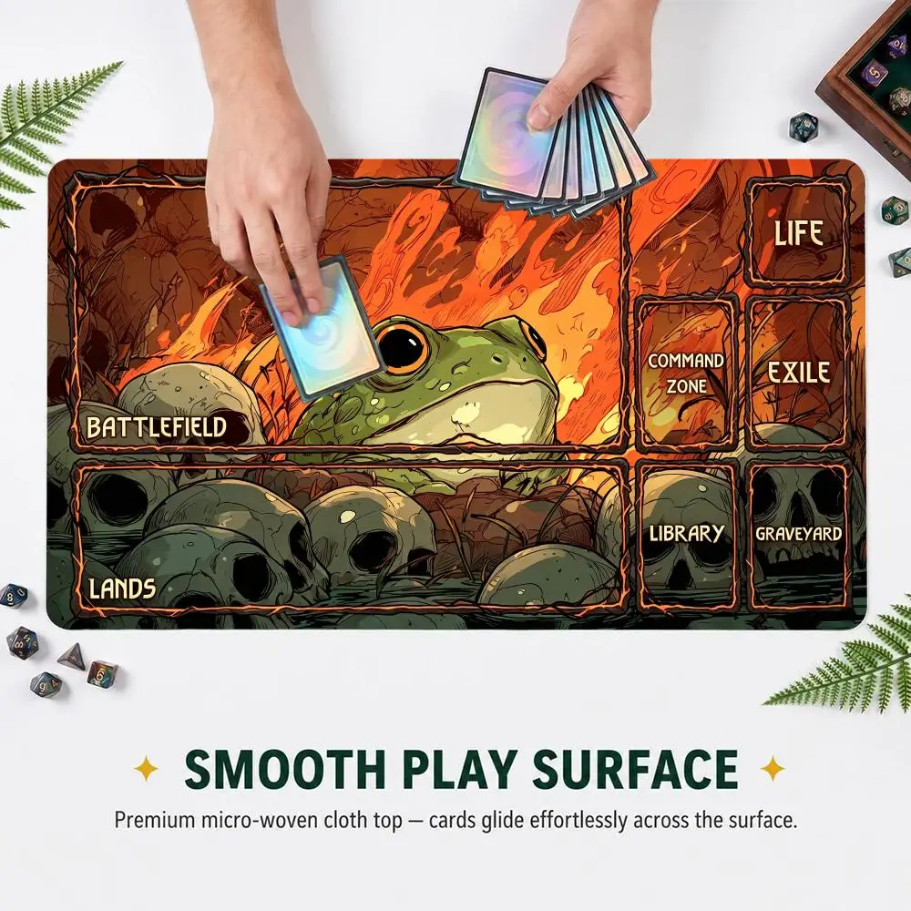 60X35CM Starry Night Blue Dragon Commander with zones Play mat Non-Slip Rubber Base Stitched Edge Large Table Mat for Card Game