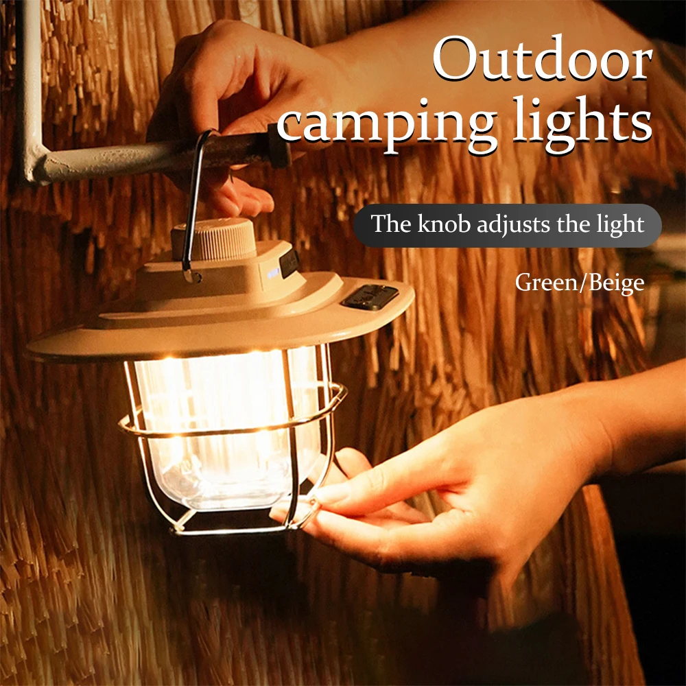 

LED Camping Lamp Retro Hanging Tent Lamp Waterproof Dimmable Camping Lights USB Recharge Emergency Light Lantern for Outdoor