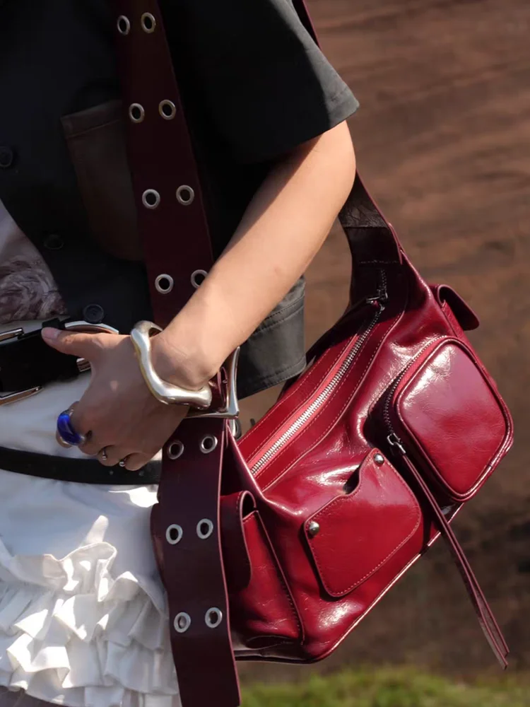

Fashion Niche Design Unique Bag Women Genuine Leather Lady Underarm Shoulder Crossbody Bag Real Leather Tote Commuter bag Cool