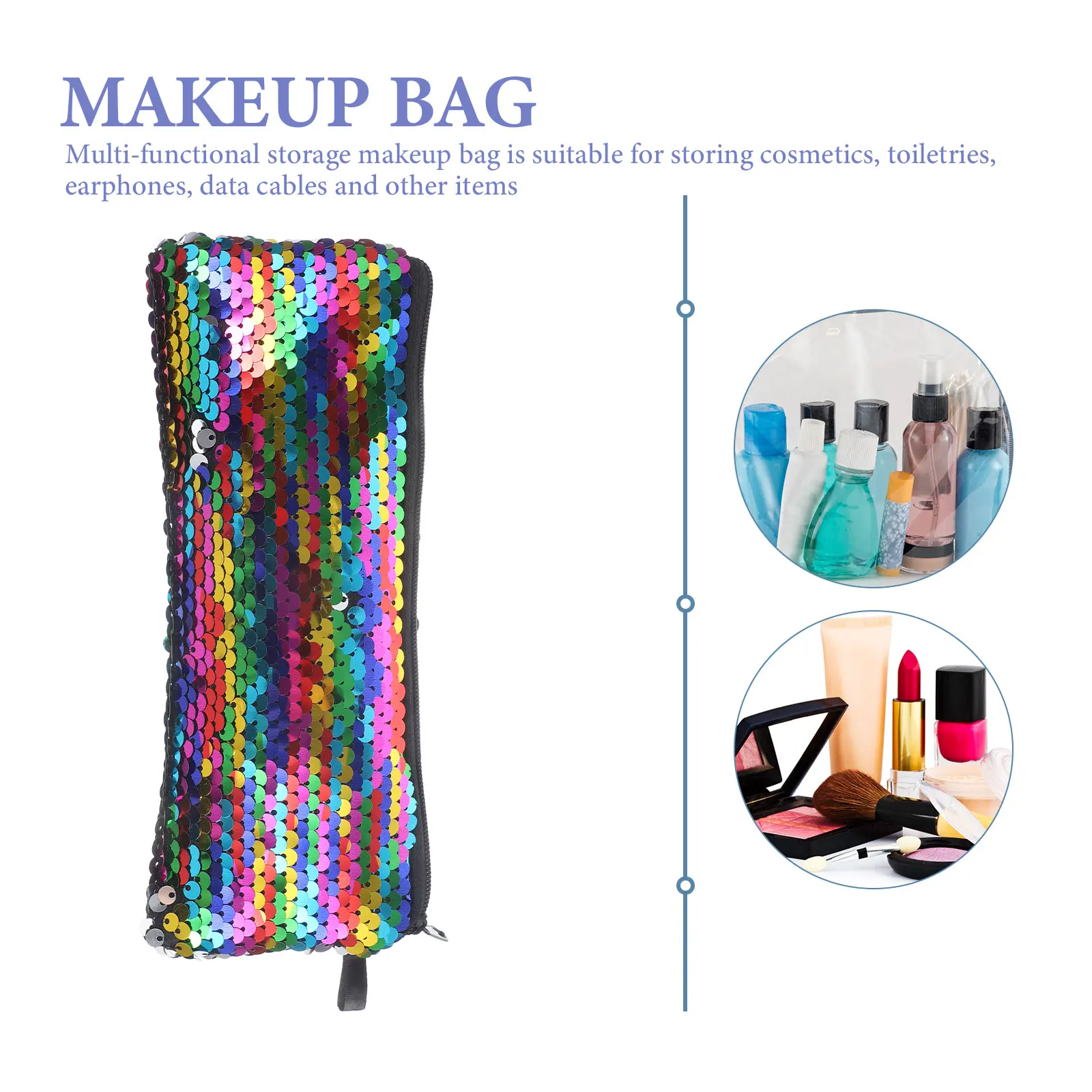 

Sparkly Sequin Bag Small Cute Makeup Pouch Women Toiletry Storage Travel Organizer Handheld Glitter Beauty Bag Teen