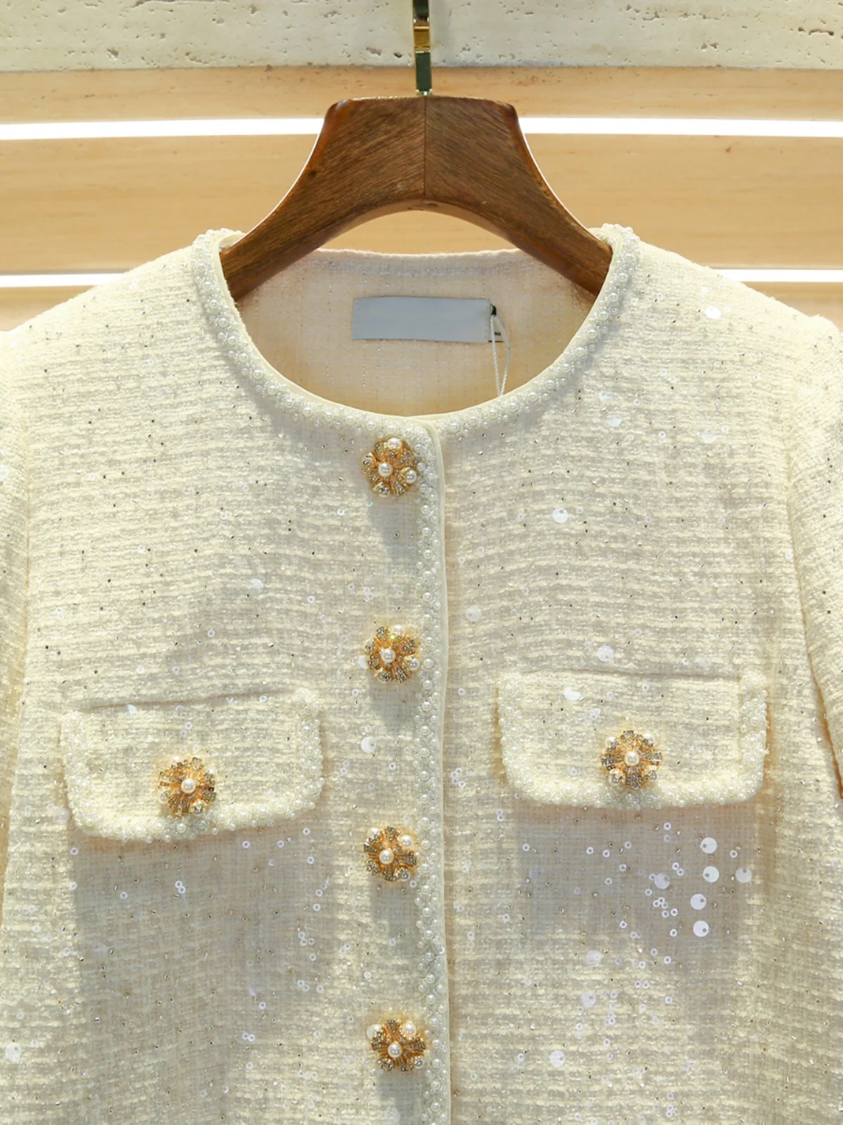 

SP Home South Oil High End Women's ort Quilted Jaet Heavy Bead Embelliment Open Cardigan Coat Small Fraance Sle