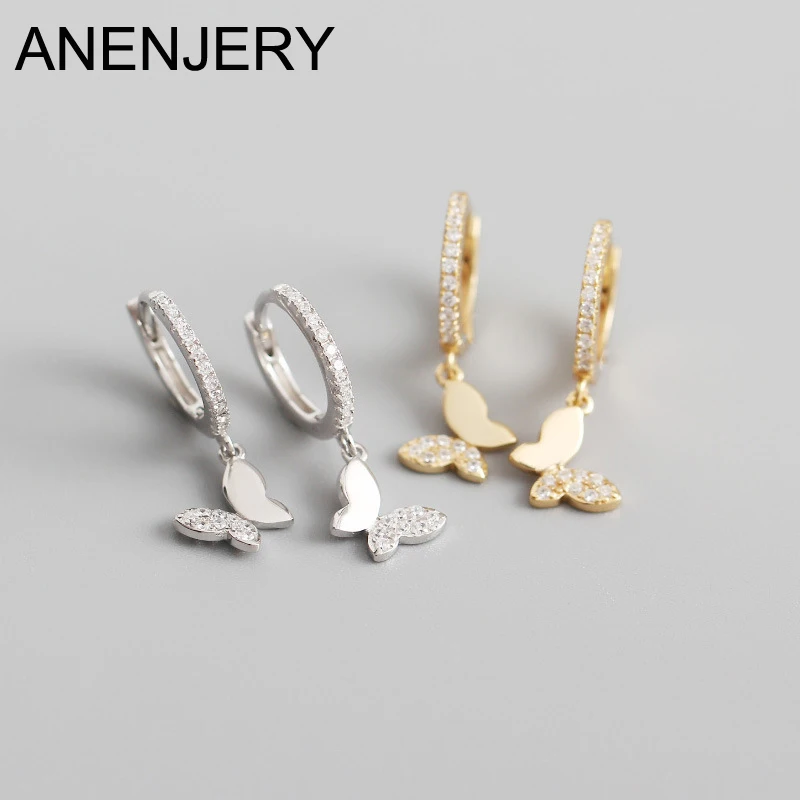 ANENJERY CZ Zircon mariposa ojo cerradura estrella sol planeta geometría aro pendientes para mujeres oreja joyería regalos al por mayor Huggies