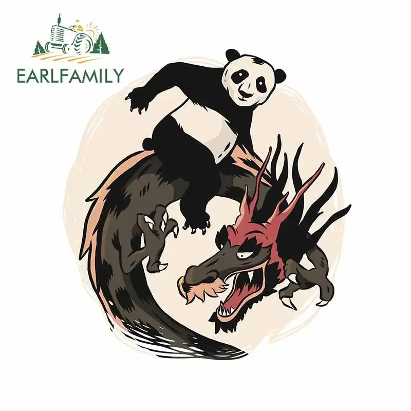 EARLFAMILY 13cm X 11.8cm For Panda Riding Dragon Car Bumper Window Stickers Bumper Decal Motorcycle Vinyl Material Decor