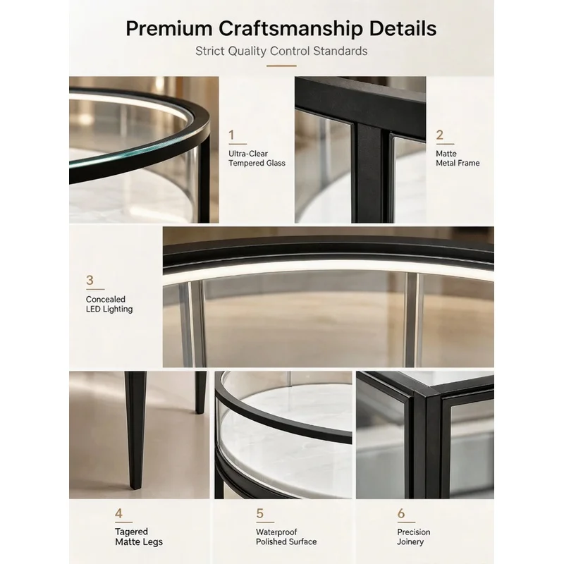 custom.Circular Jewelry Showcase LED Stainless Steel Tempered Glass Waterproof Eco-Friendly Display Counter Luxury Watches