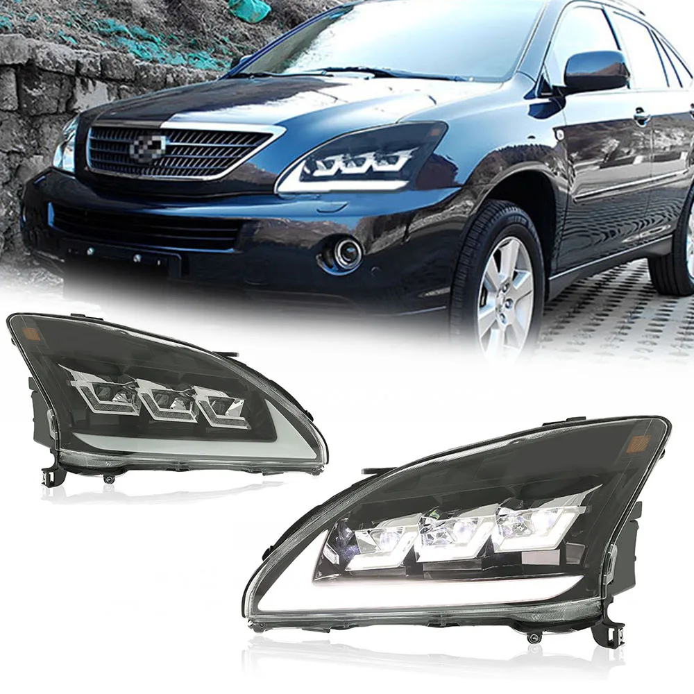 

Стайлинговые светодиодные фары для LEXUS RX 03-08, новый стиль, полностью светодиодные DRL, автомобильные фары в сборе, аксессуары для сигнала, модифицированная лампа