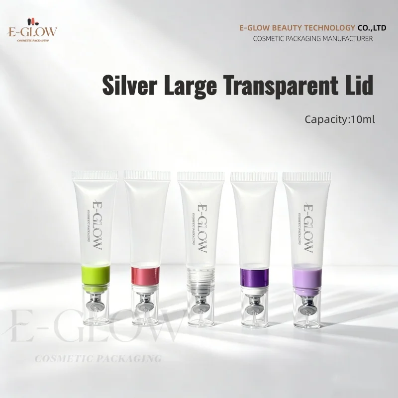 【Logo Custom】50Pcs Customized 10ml Silver Large Face Lid Multi-function Face Cream Lip Gloss Powder Blusher Liquid Empty Tube