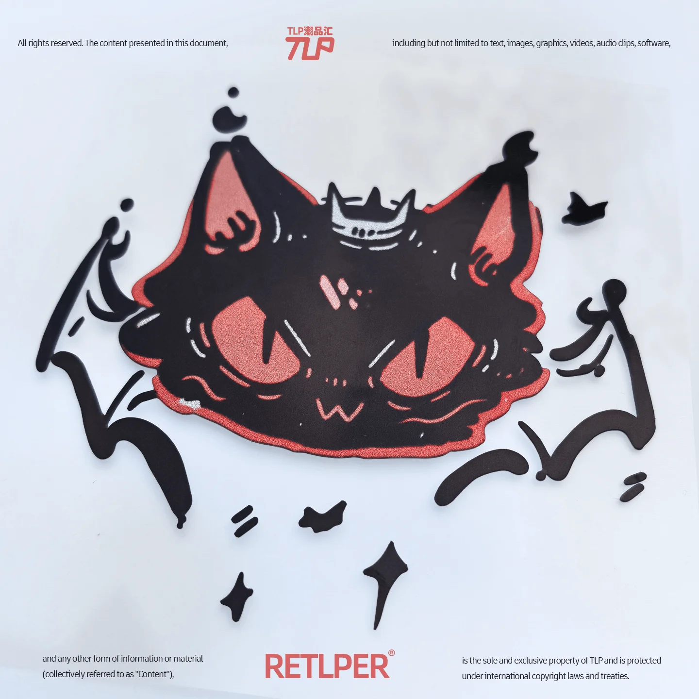 Retlper Hollow-Out Car Sticker Original Kitten Elvis Transforms Vampire Bat Hand-Drawn Chinese Waterproof for Car Moto