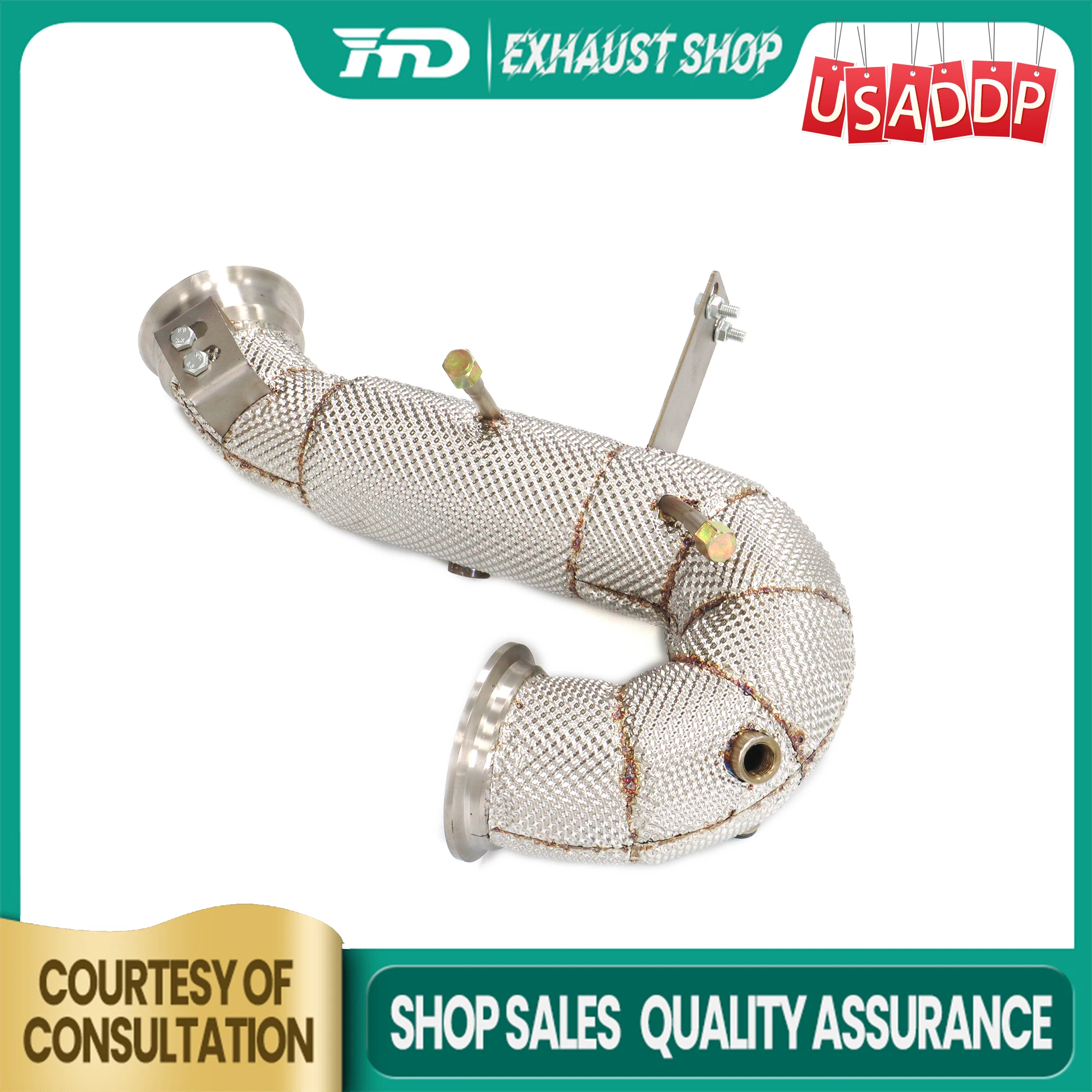 

Exhaust system for Mercedes Benz C300e W206 Heat shields SS304 Downpipe Non-destructive installation