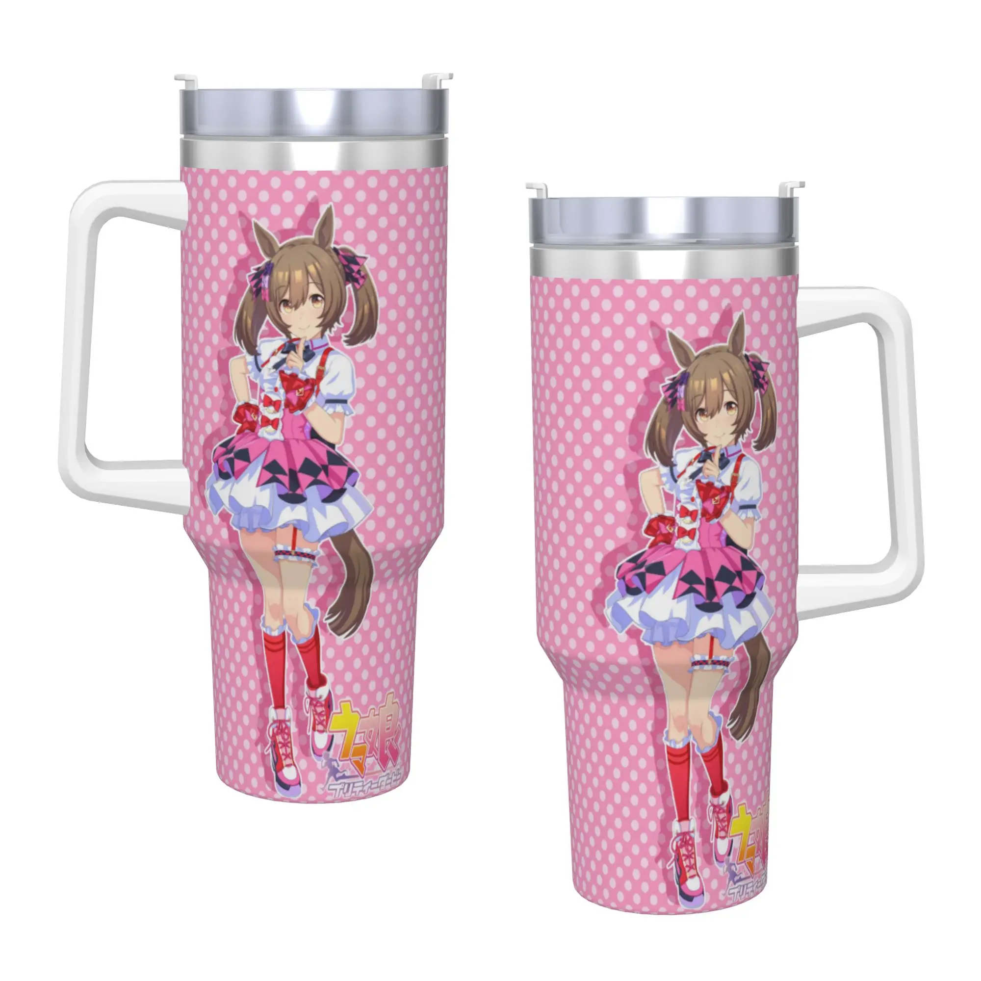 Smart Falcon UmaMusume Pretty Derby Stainless Steel Tumbler Thermal Cups With Straws and Lid 40oz Car Mugs Cold Drink Bottle
