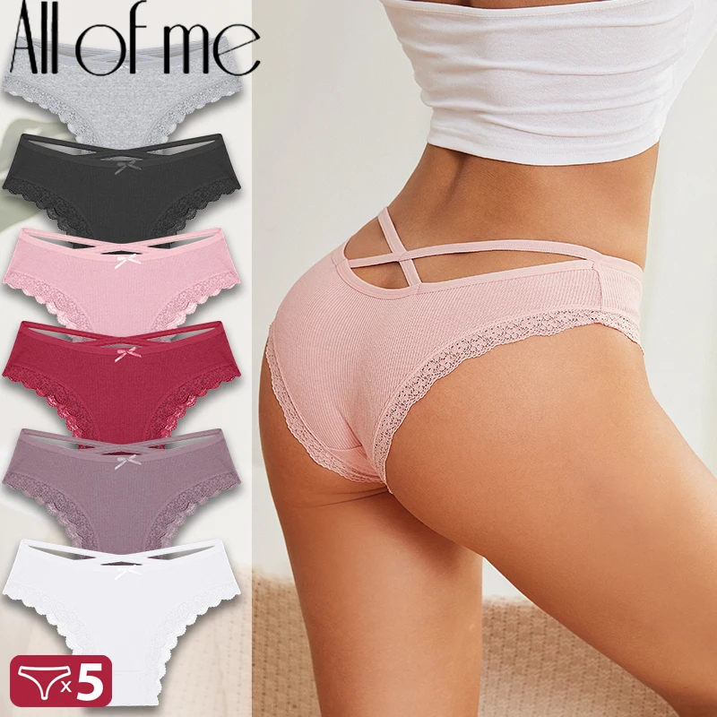 5 teile/satz Baumwolle Slips Frauen mittlere Taille Höschen sexy Unterwäsche Damen Dessous Träger Bogen Höschen Unterwäsche bequeme Frauen
