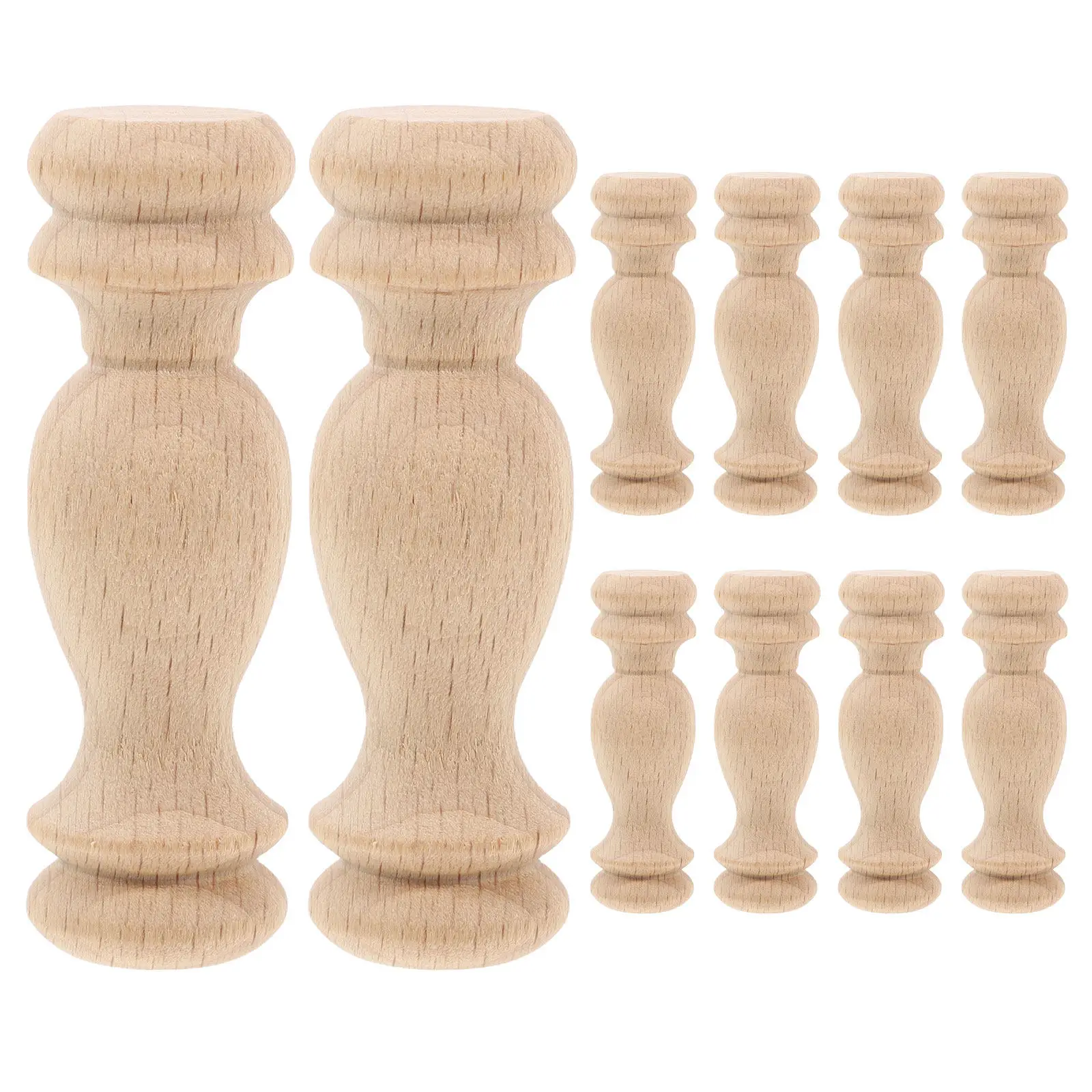 18Pcs Solid Wood Roman Column Pillars Unpainted Baluster Posts Stair Spindles Furniture Decoration Cabinet Posts Vintage Style