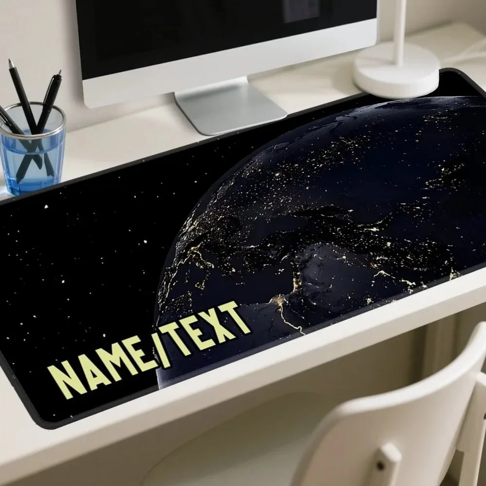 Shiny Starlight Text Personalized Custom Gaming Desk Mat, Heavy Dense Rubber Precise Reinforced Stitched Mouse Pad For Dorm Home