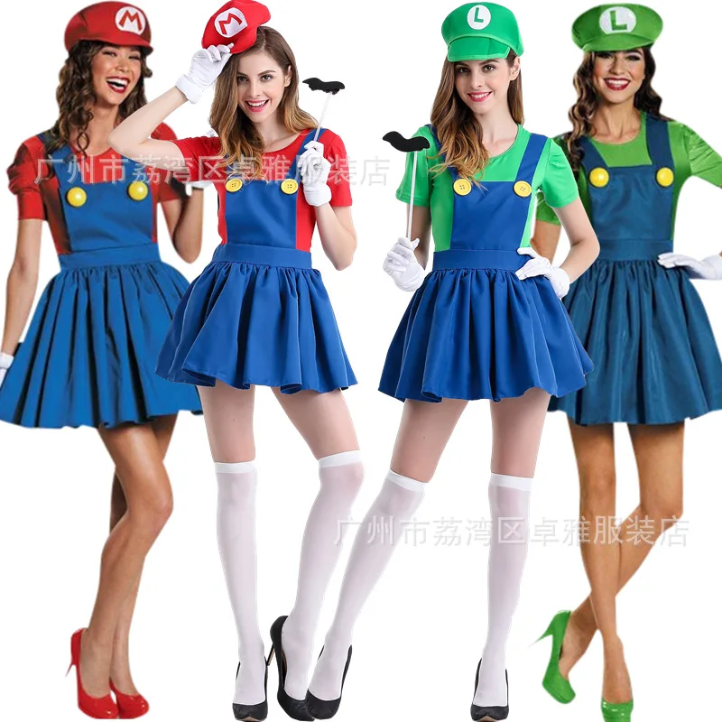 Halloween costumes, adult female performance props, anime Mario Super Mary costumes