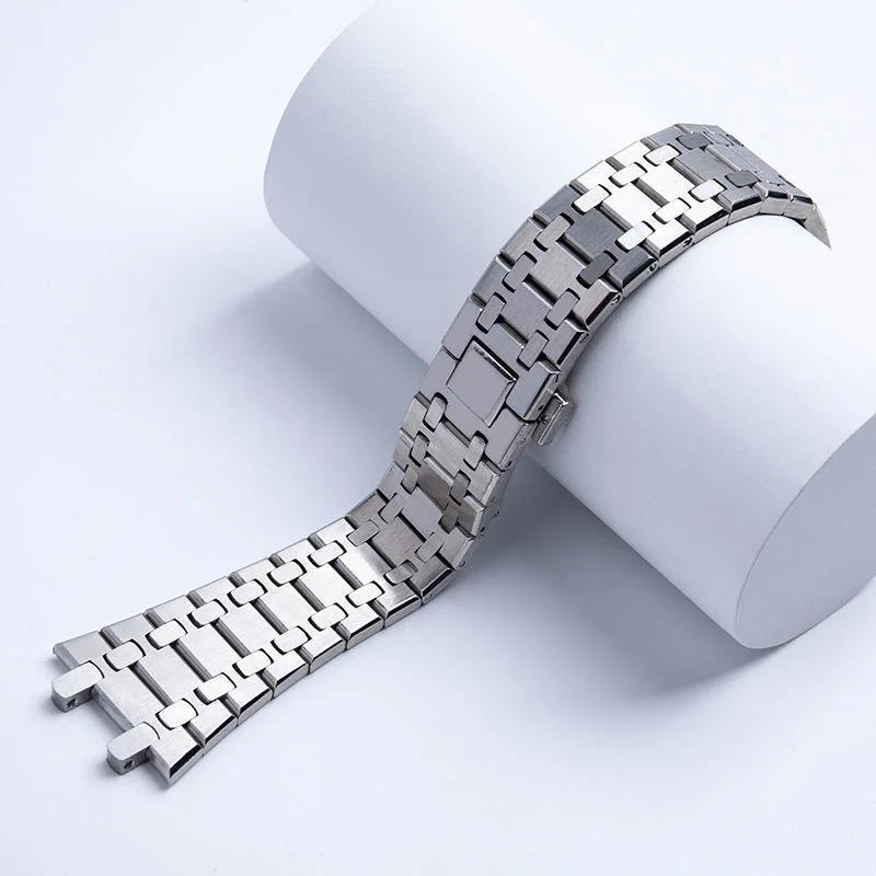 

Watchband Men Women Full Stainless Steel Bracelet For AP ROYAL OAK 15400 26331 15500 Watch Strap Folding Buckle 21mm 26mm