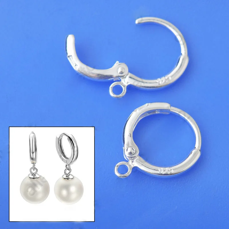 Edlen Schmuck Erkenntnisse 20PCS (10 Paar) Echte Echte Reine Sterling Silber Farbe Hebel Zurück Ohr Für Tropfen Ohrring Design DIY 925 Stempel