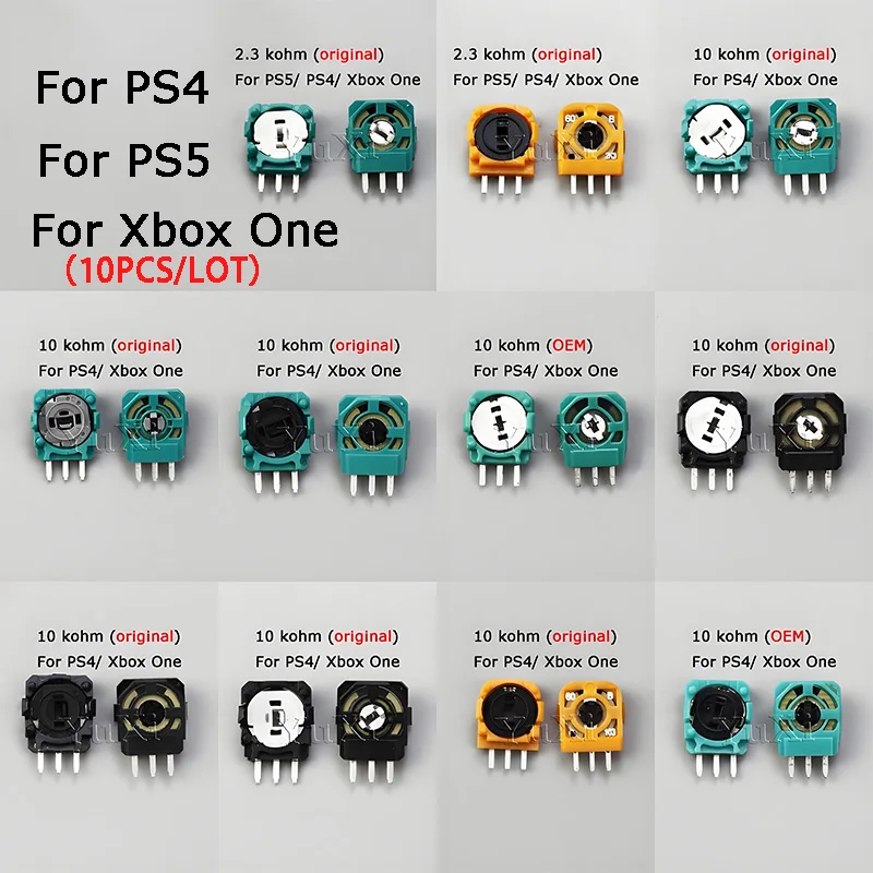YuXi-Joystick analogique 3D pour manette PS4, micro-interrupteur pour PS5, Xbox One, résistance d'axe analogique, réparation de potentiomètre, 10 pièces