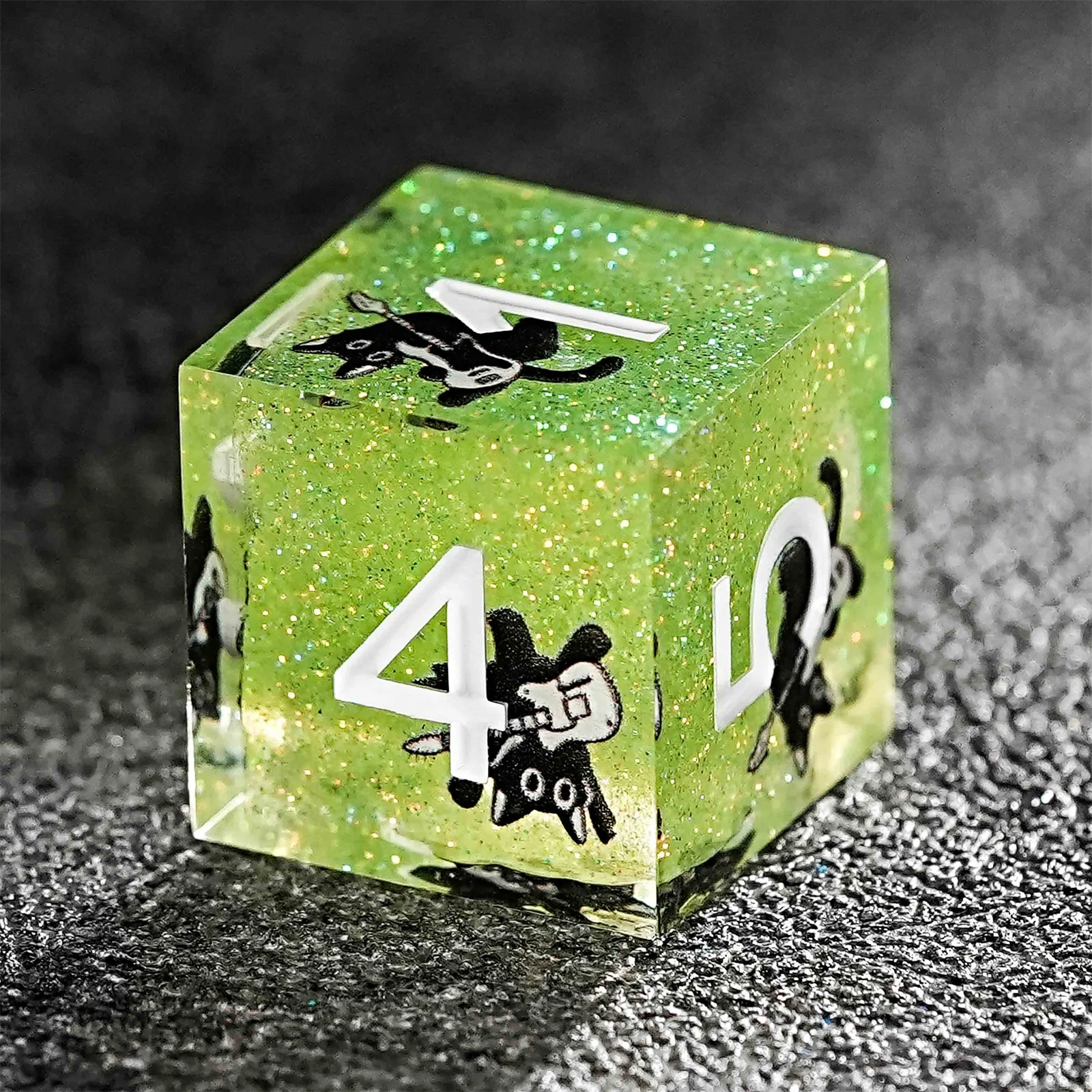 

1-7Pcs DND Green Cute Cat Resin Dice Set Multi-sided Polyhedral Dice for D&D Game COC Role Playing RPG Table