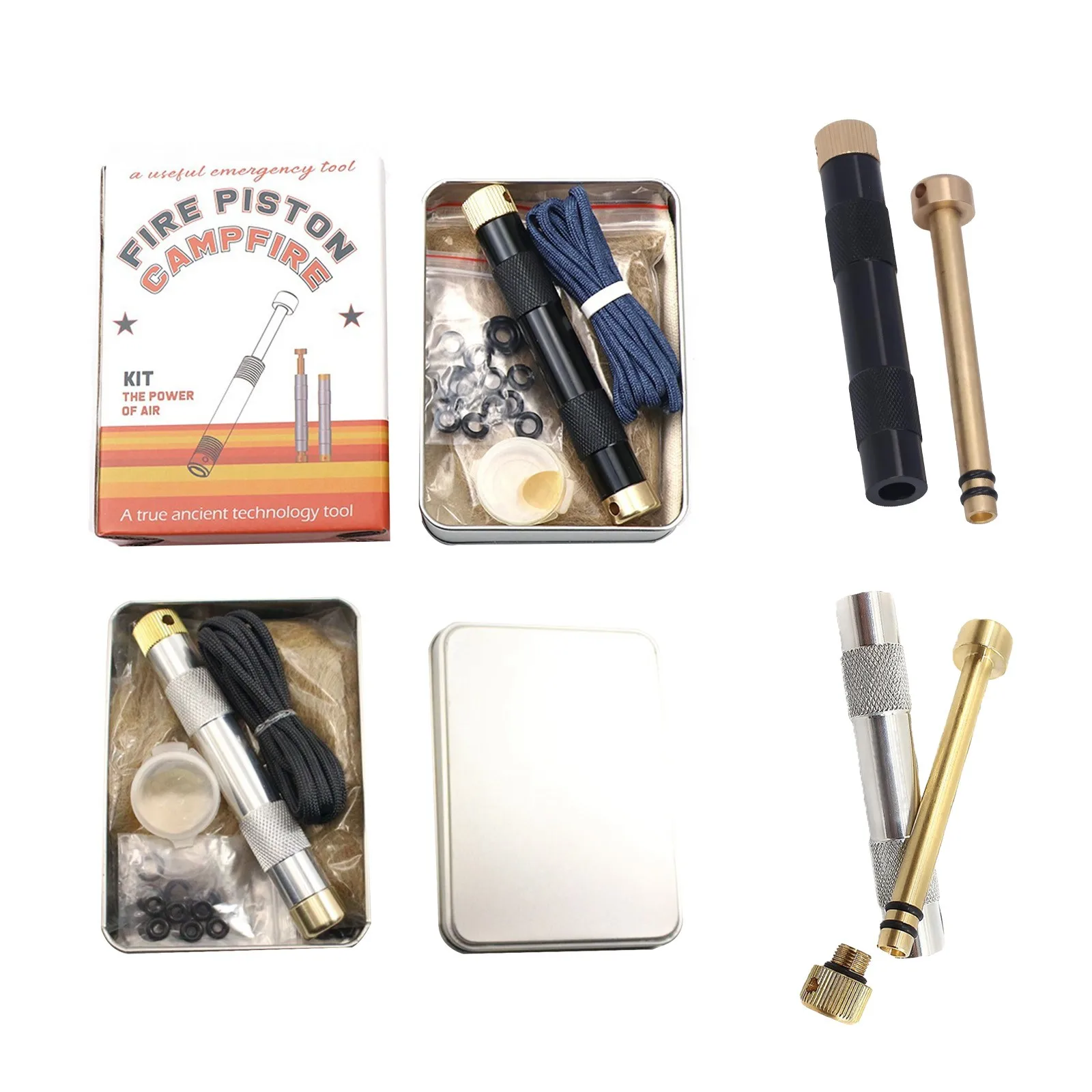 Brass Metal Outdoor Emergency Tool Fire Tube Camping Survival Fire Piston Tool Igniter Tool Camping Equipment