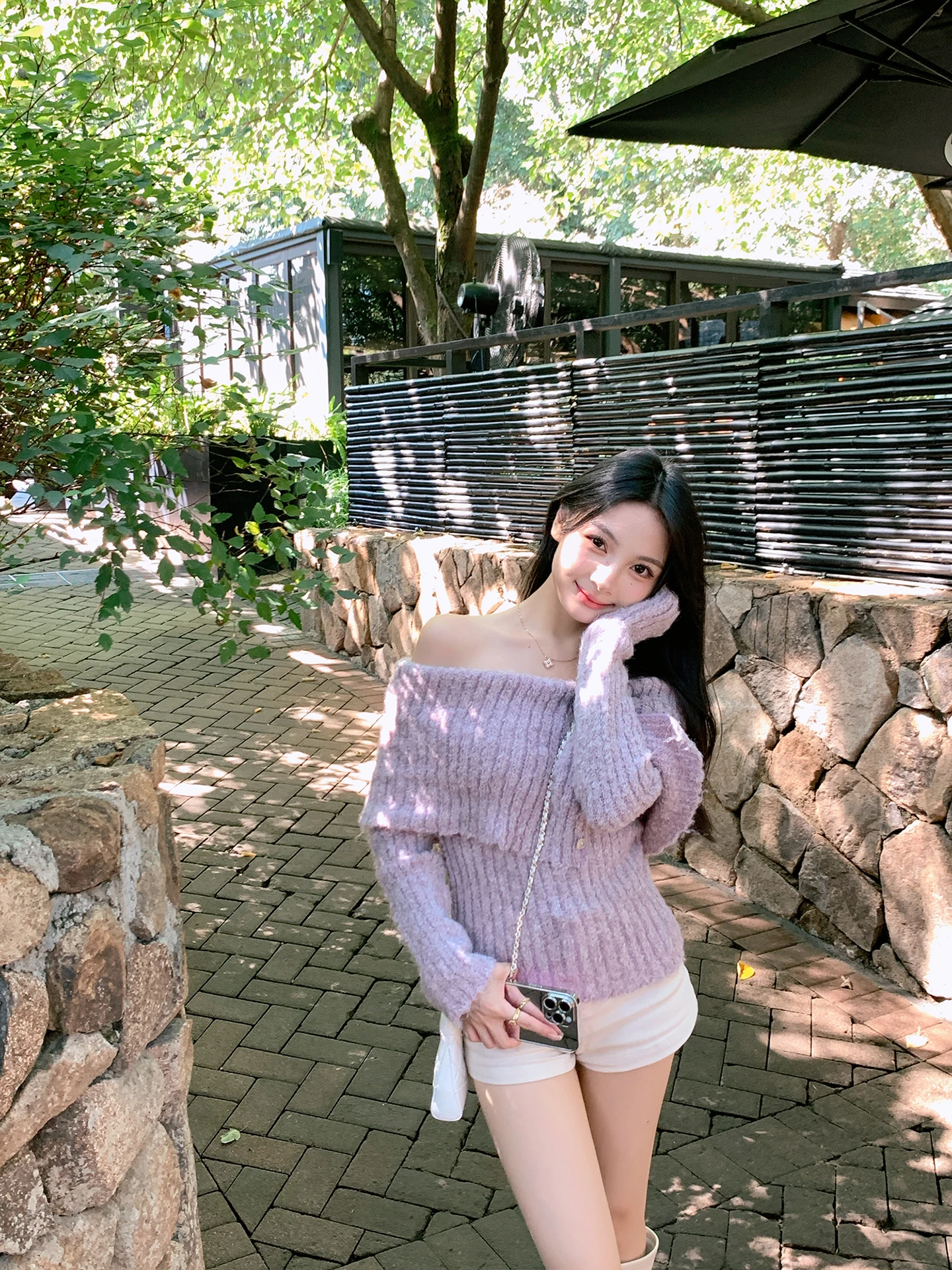 

Purple Collar One oulder Sweater Women's Lazy Sle High End Feelings Autumn Winter New Arrival Zhouye Ye Sweet Sle Slim Fit