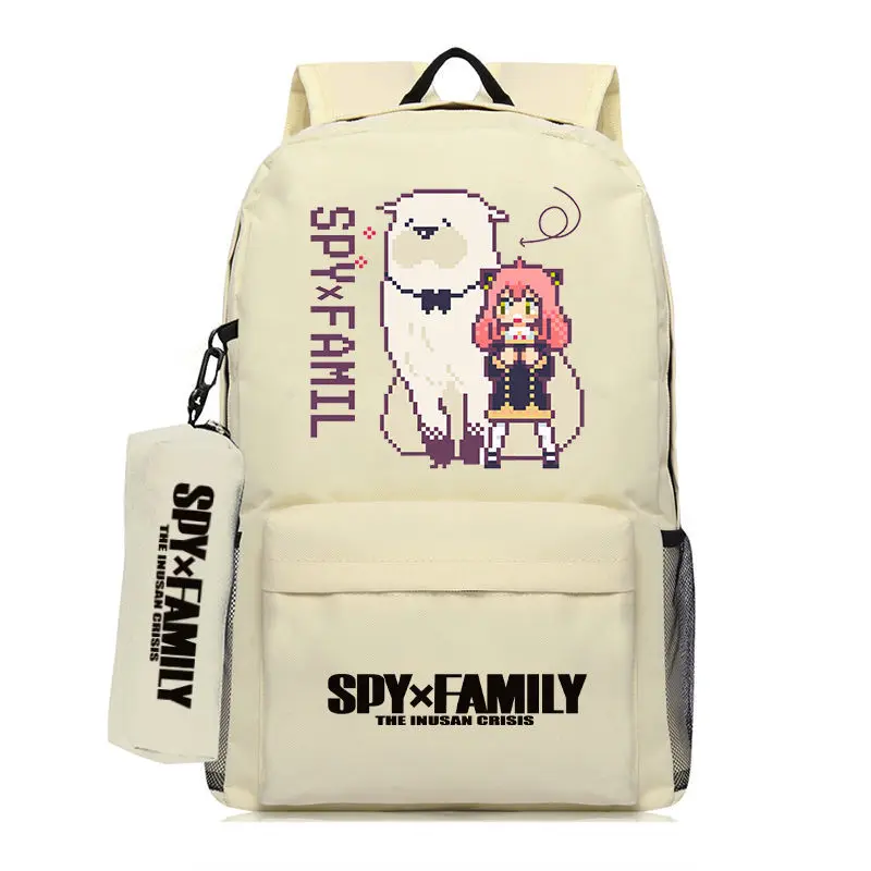 Espía a los dos yuanes mochila de animación tendencia estudiantes masculinos y femeninos mochila escolar fuerte mochila de dibujos animados más bolsa para bolígrafos