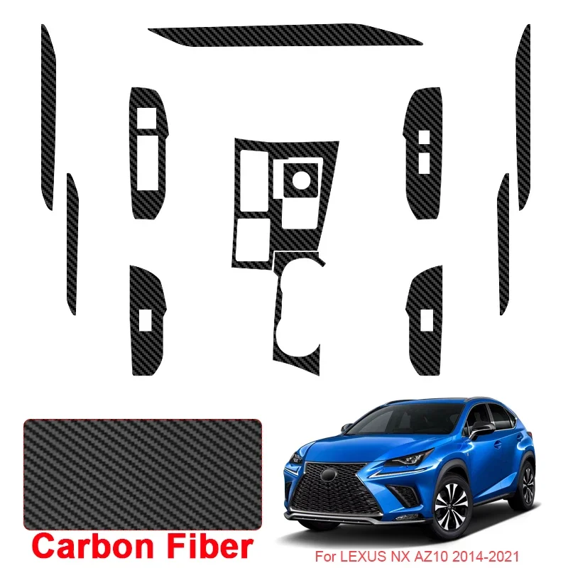 

Car Carbon Interior Sticker Window Lifting Panel Decal Gear Door Protective Film Auto Accessory For LEXUS NX 2014-2021 LHD