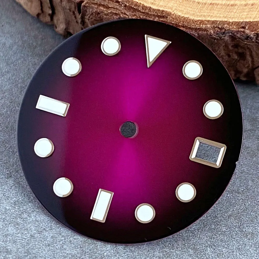 sterile 29mm Sunburst Purple Red Blue Luminous Marks Watch Dial Face For NH35 Automatic Movement Watch accessories