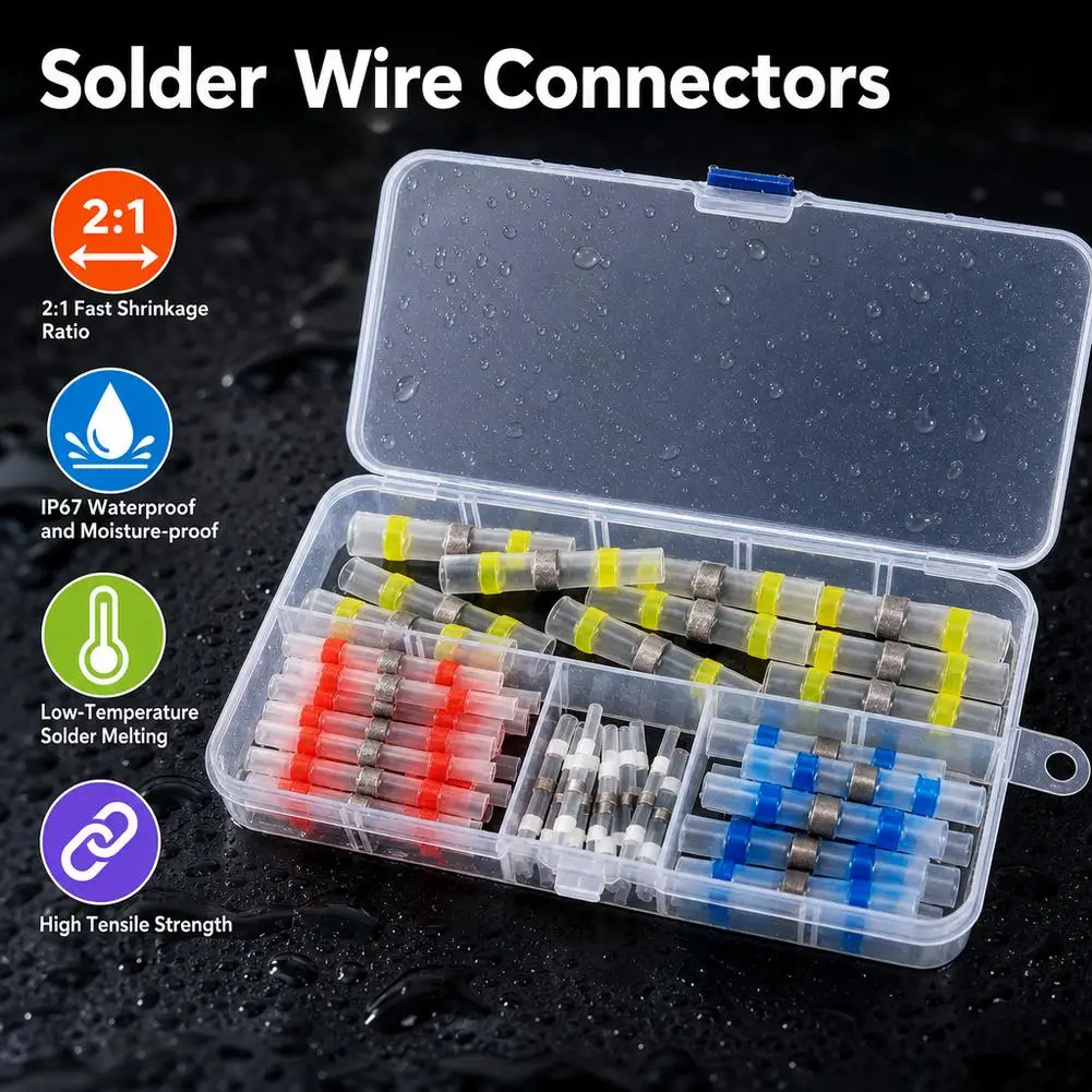 Heat Shrink Terminal Waterproof Solder Seal Wire Connectors Insulated Electrical Splice Terminals For Marine Auto Home Wiring