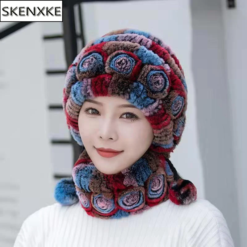 

Зимние теплые комплекты шарфов из натурального меха, женские вязаные мягкие 100% настоящие меховые шапки рекс, шарфы из натурального меха кролика рекс, комплект шарфов