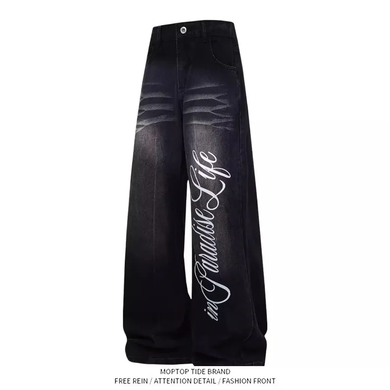 

Американские ретро-джинсы с высокой талией, свободного кроя, в стиле стрит-дэнс, прямые широкие брюки, весна-осень, новинка