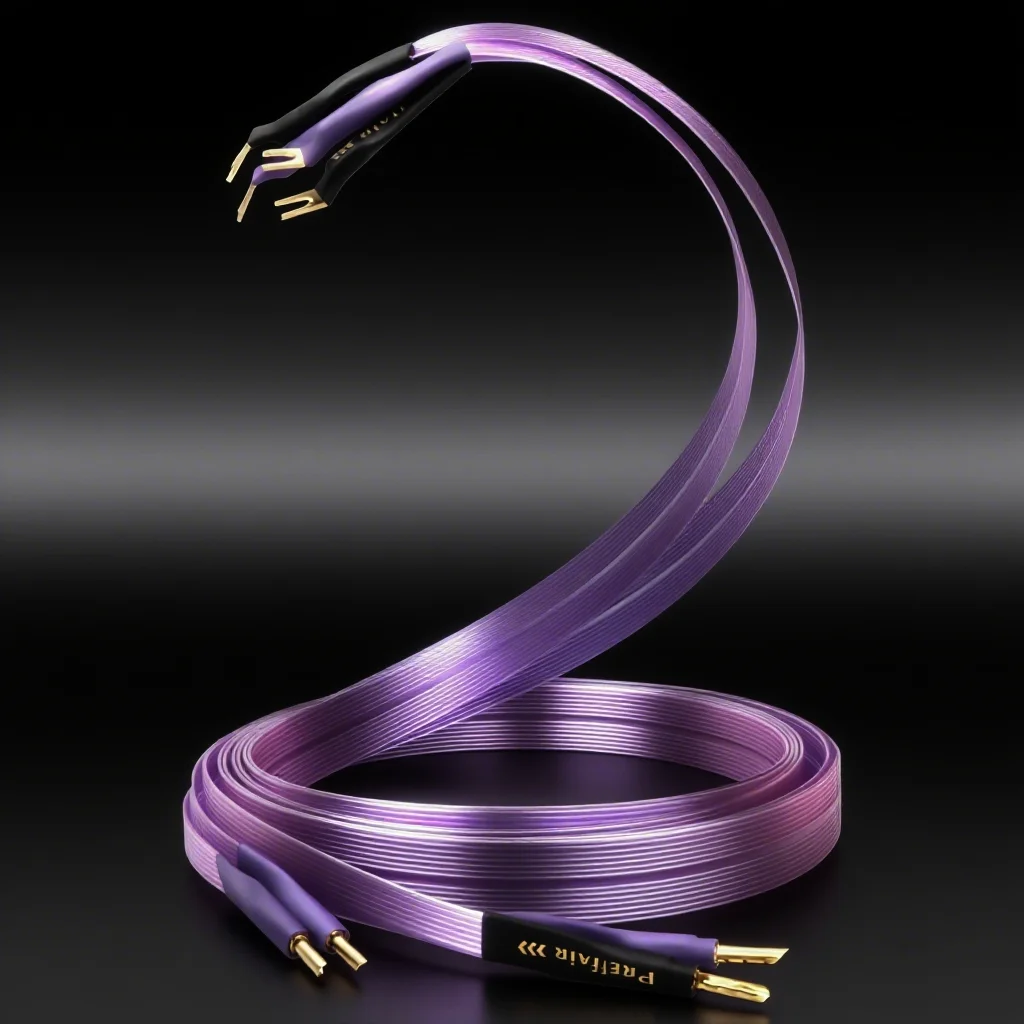 

HiFi OCC акустический кабель Purple Phoenix с плоским ремнем, кабель с разъемами типа «банан» Y, кабель для усилителя динамика, высококачественный звук