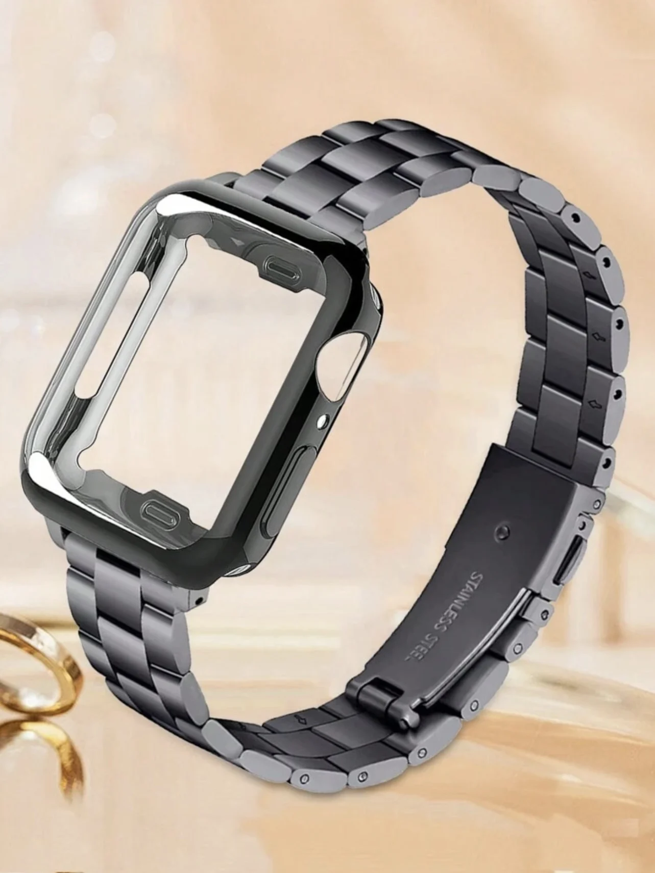 iwujiao Neues 2-in-1-Band-Schutzhülle für Apple Watch-Abdeckungsband Serie 11/10/9/8/7/6/5/4 38 mm 40 mm 41 mm 42 mm 44 mm 45 mm 46 mm 4
