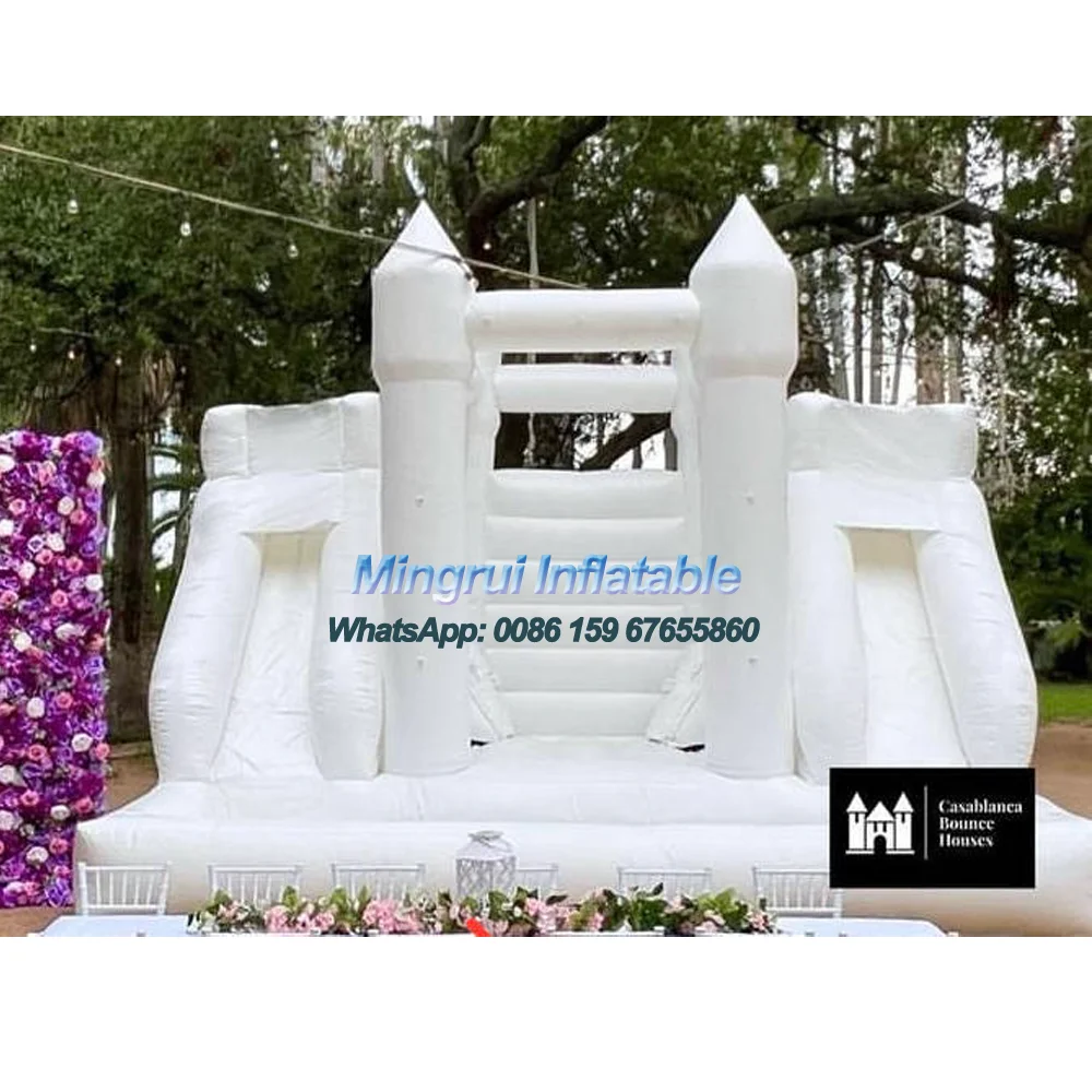 

Inflatable White Bounce House with Slide, Wedding Party, Popular Bouoncy Castle, White Wedding Party