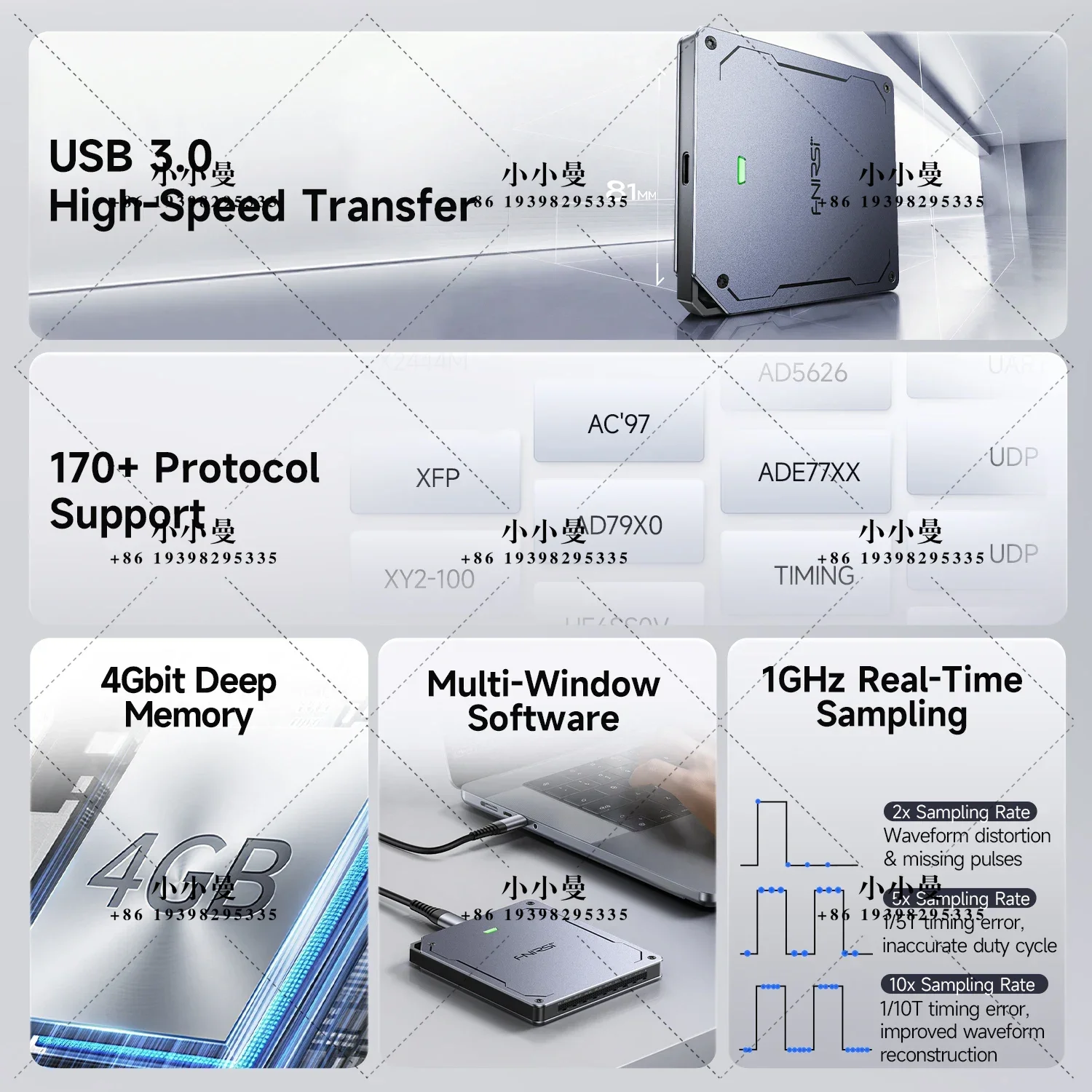 FNIRSI USB Logic Analyzer 16/32 Channels USB3.0 Protocol Debug Protocol Decoding Software 1GHz Sample Rate Digital Analyzer Tool