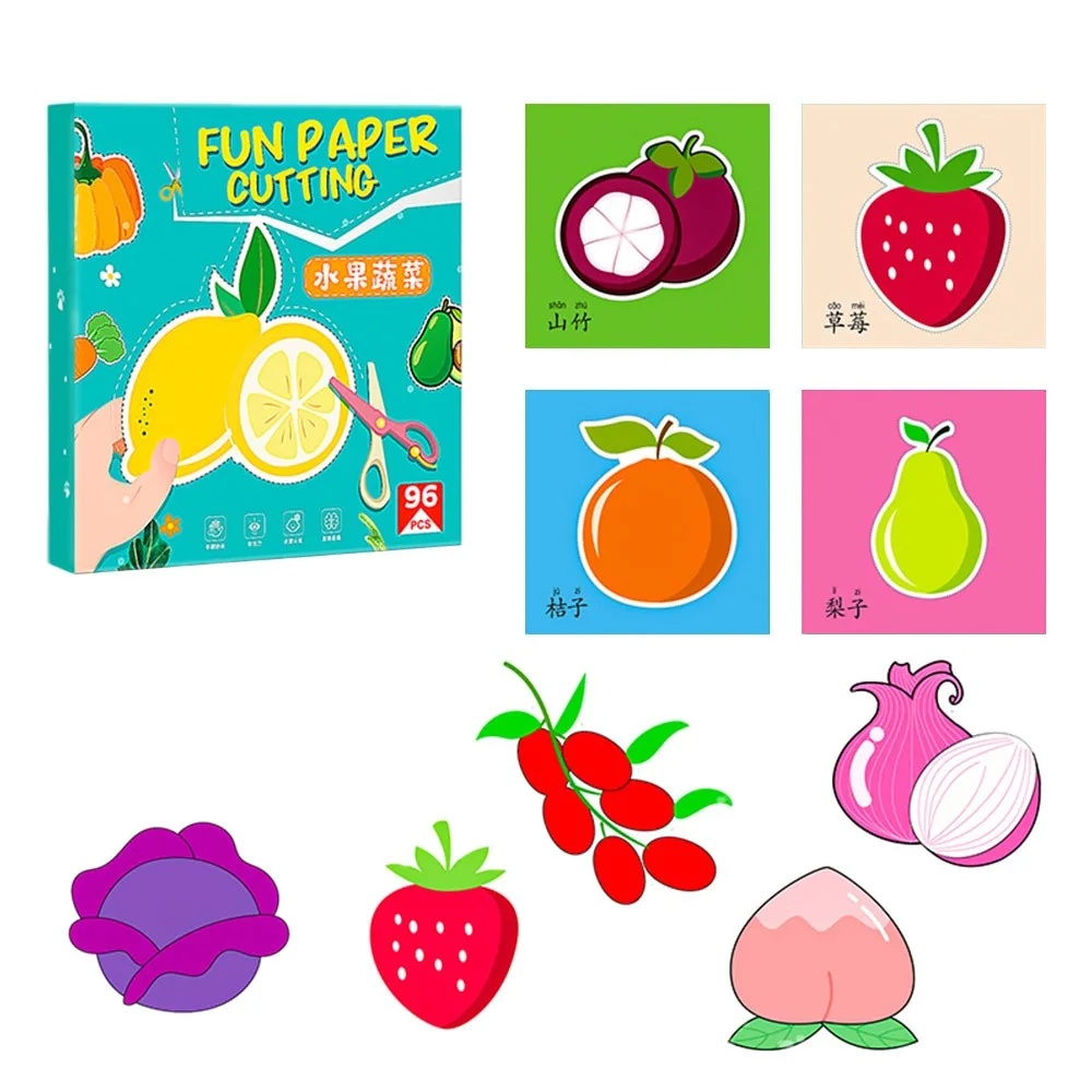 マルチカラーカットペーパークラフトおもちゃ 96 ピース/セット手作り紙楽しい紙切断おもちゃ着色クラフト漫画デザイン