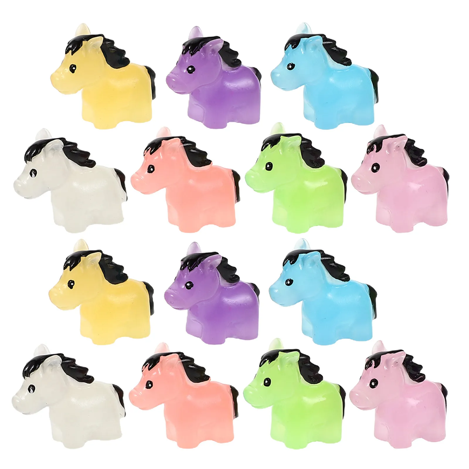 28Pcs Glow-in-Dark Mini Resin Horses Small Night Sculptures for Fairy Garden Desk Decor Year of The Horse 2026 Feng