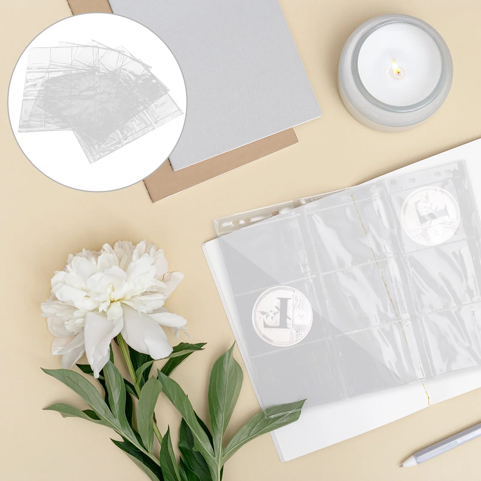 

5 шт., прозрачные рукава для папок для сбора монет, материал для ПК, держатель для монет, страницы, листы с 9 отверстиями для коллекционеров, альбом для хранения