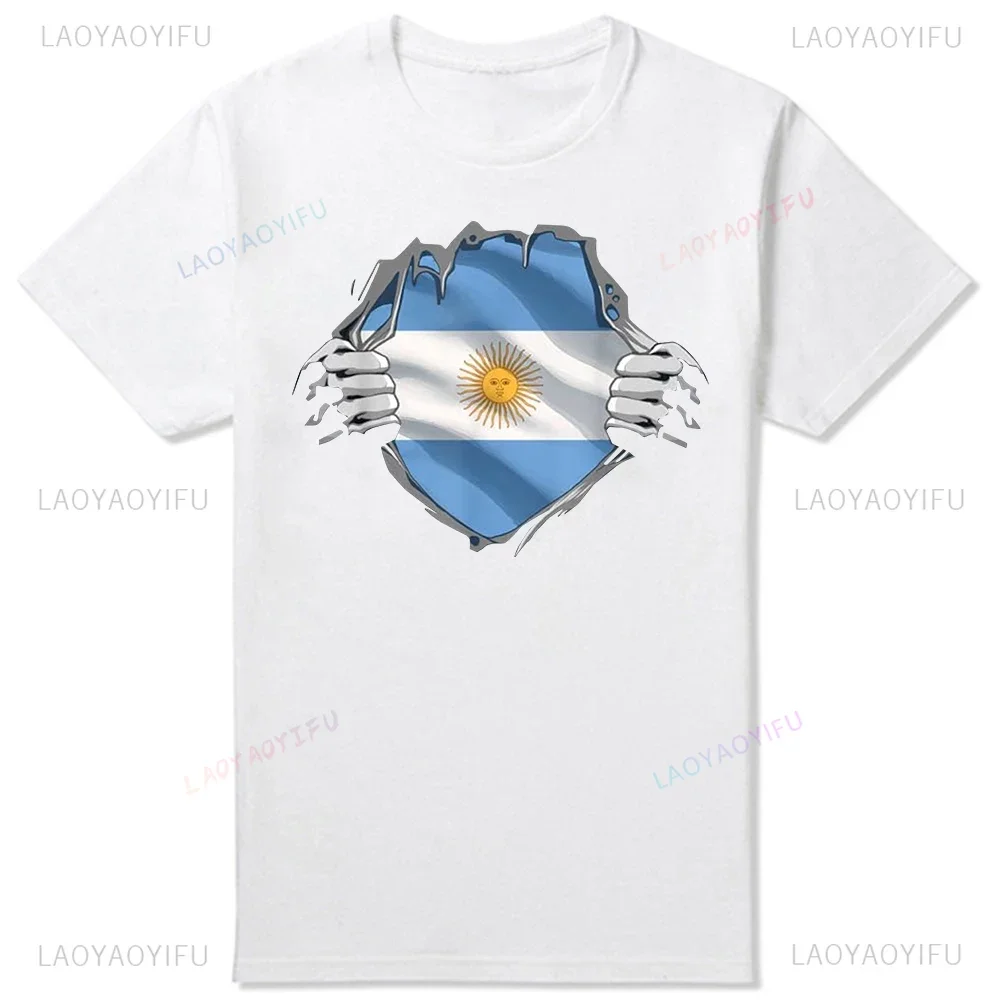 Argentinian Flag Printed Tshirt Argentina Signature Flag Men T Shirts Hip Hop Streetwear Casual Fashion Funny Mens Clothing