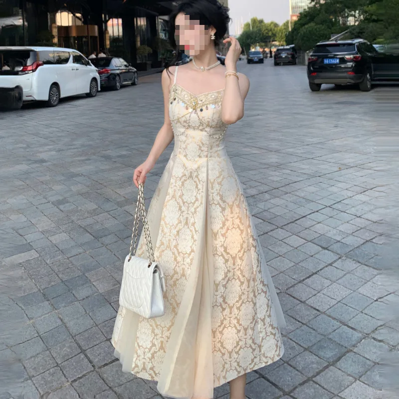 Printemps 2025 nouvelle jupe dr légère brodée Sle Street Faion taille ample jupe trapèze en fibre de polyester No Sve Thi M...