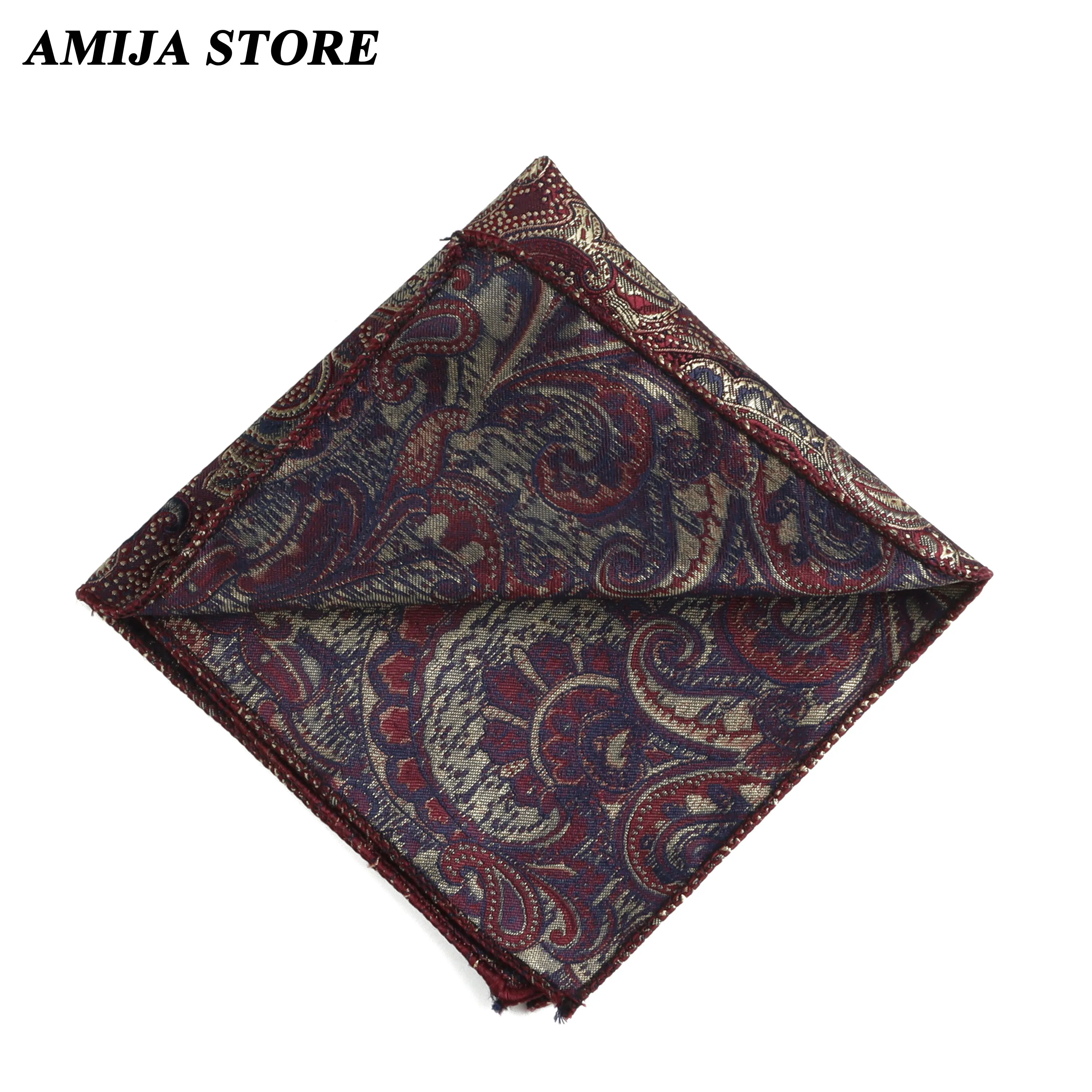 Luxury Design ดอกไม้ผ้าเช็ดหน้า Paisley รูปแบบ Pocket Square โพลีเอสเตอร์ผ้าเช็ดหน้าผู้ชายสําหรับธุรกิจงานแต่งงานของขวัญ