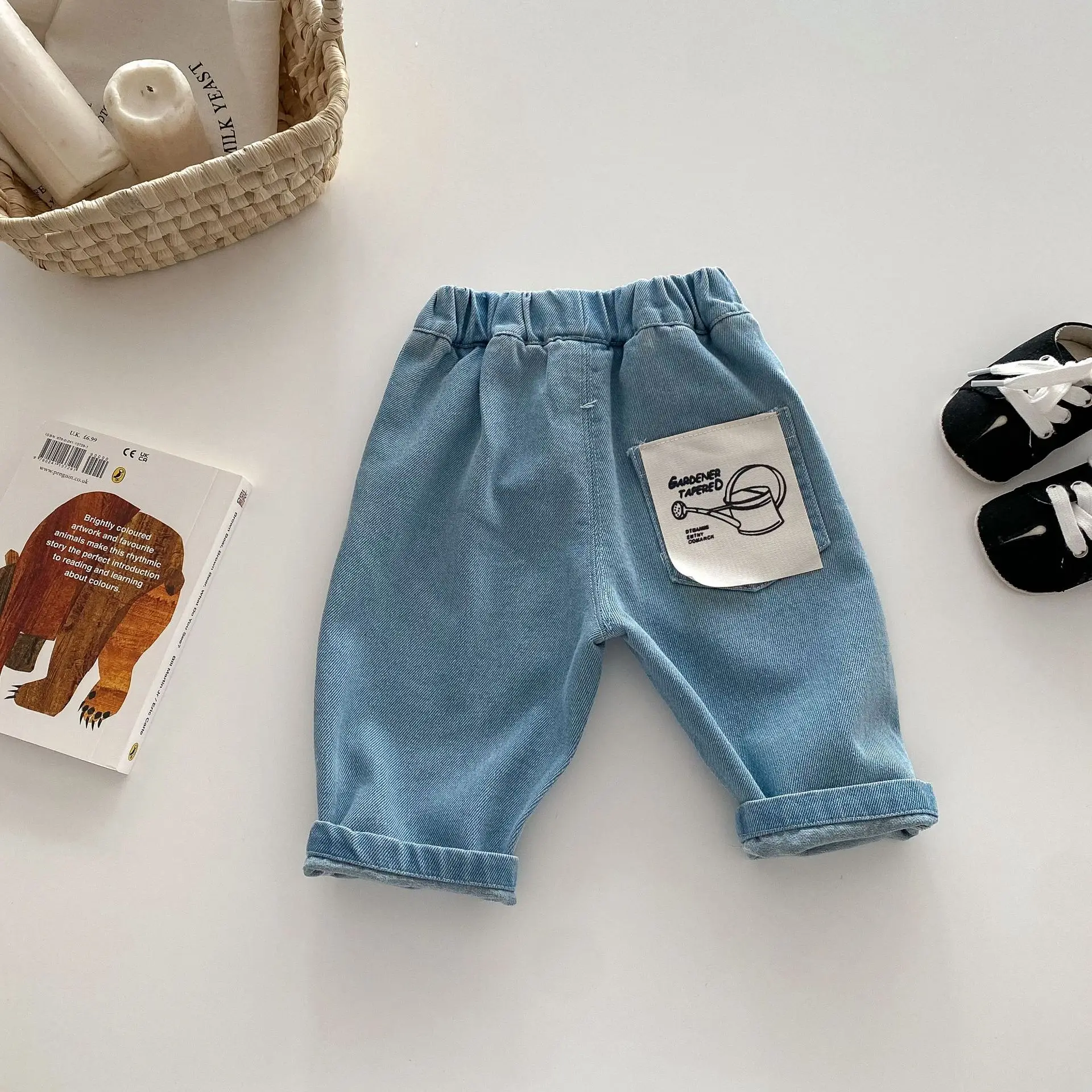 0-5 Jahre Frühling Herbst Kinderhosen Koreanischer Stil Kinder-Jeans Einfarbig und Gestreift Jungen Mädchen Denim-Hosen Kinderhosen – Detail 13