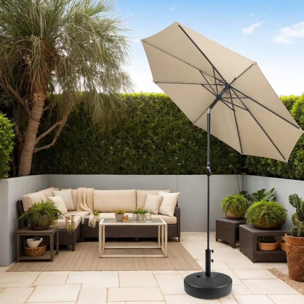 قاعدة مرجحة للأثاث الخارجي 44BLS - حامل مرساة قابل للتعديل ومضاد للرياح والرمل/الماء لمظلة الفناء - أسود #6