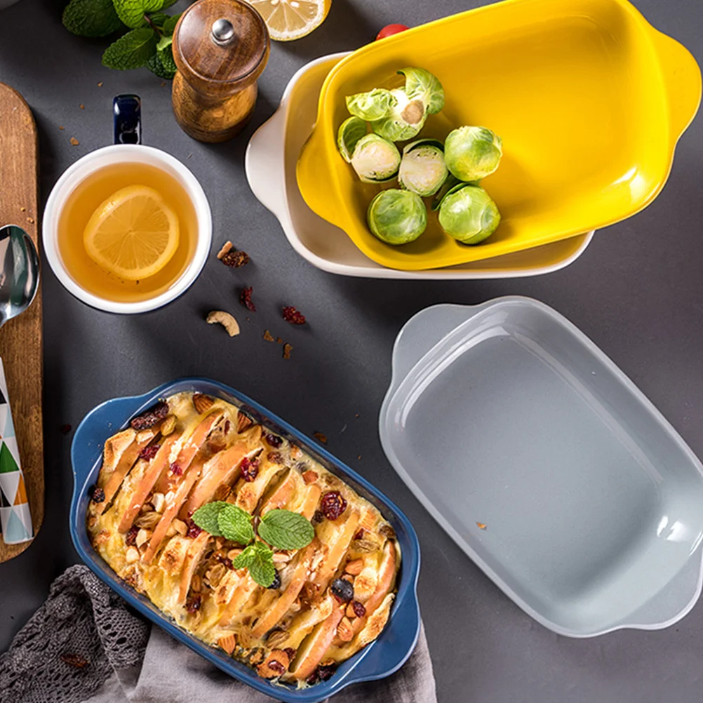 

Premium Yellow Double Ear Rectangular Baking Tray High Temperature Resistant Household Bread Cake Baking Tray Kitchen