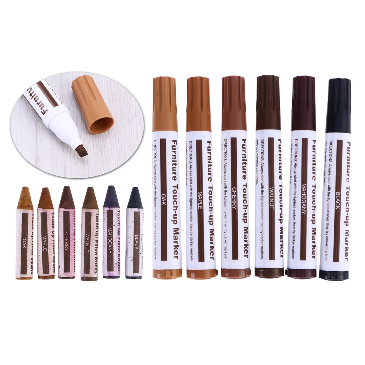

12 Furniture Up Pen Wood Floor Repair Kit Wooden Furniture Maker Stain Crayons Scratch Marker Filler Wooden Maker